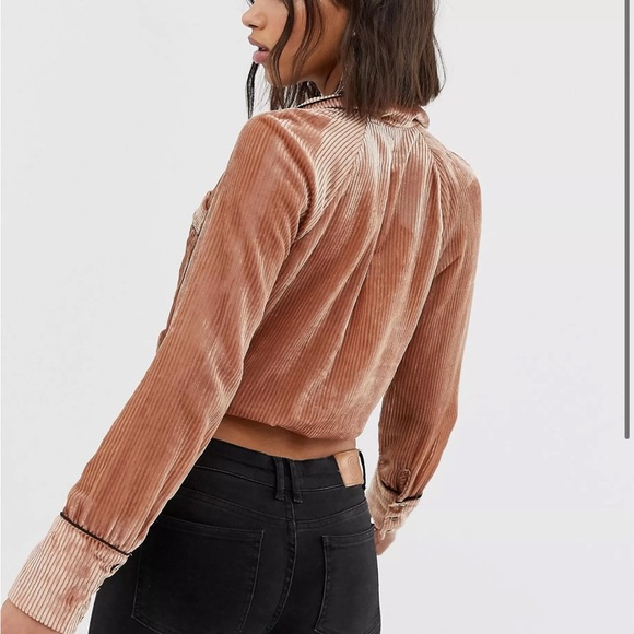 Free People Aspen Nights Velvet Cropped Button Up Size Small - Picture 2 of 15